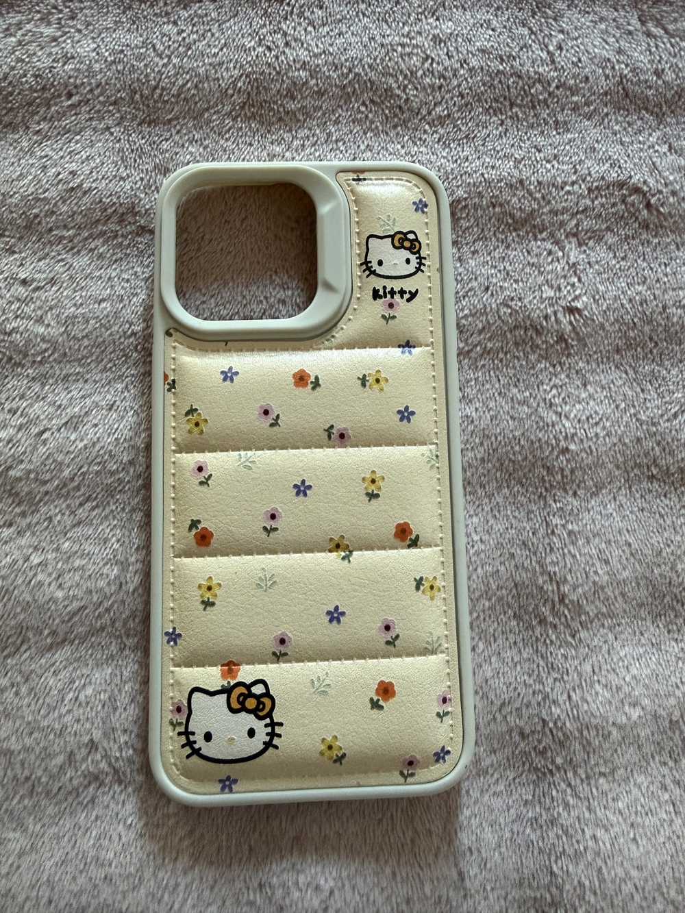 15 Pro Max Hello Kitty Cream Floral Card Slot Phone Case